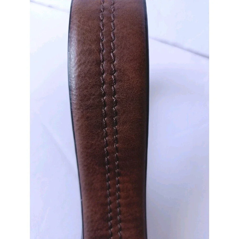 Columbia Belt Synthetic Leather Men's 38 Brown Black Stitched Adjustable